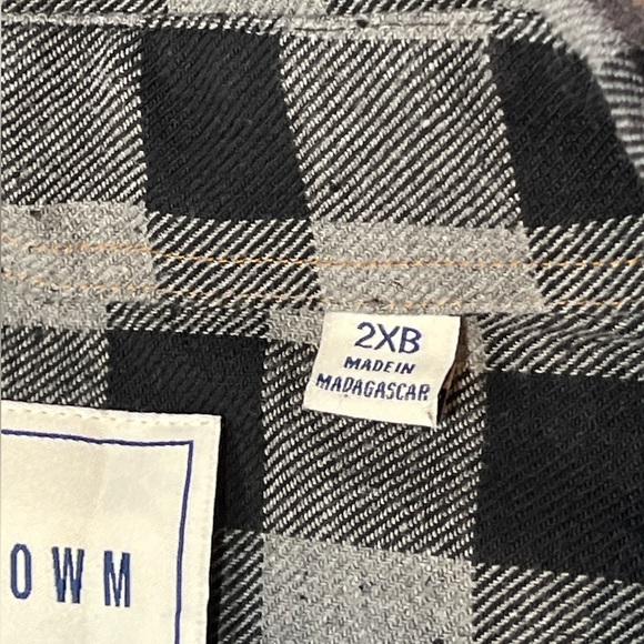 ROWM Black Gray buffalo plaid Checkered button Shirt Long Sleeve men 2XL Cotton - Picture 8 of 14